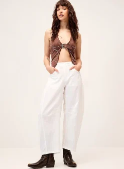 Pure cotton barrel-leg pant