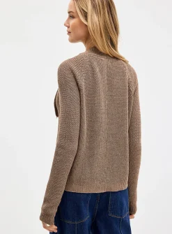 Pure cotton lavallière-neck sweater