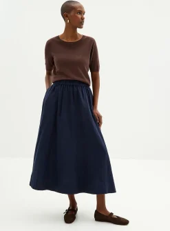 Pure linen flared skirt