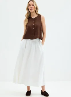 Pure linen flared skirt
