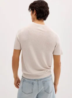 Pure linen knit Henley sweater