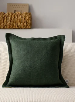 Pure linen ruffled removable-cover cushion