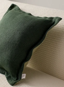 Pure linen ruffled removable-cover cushion