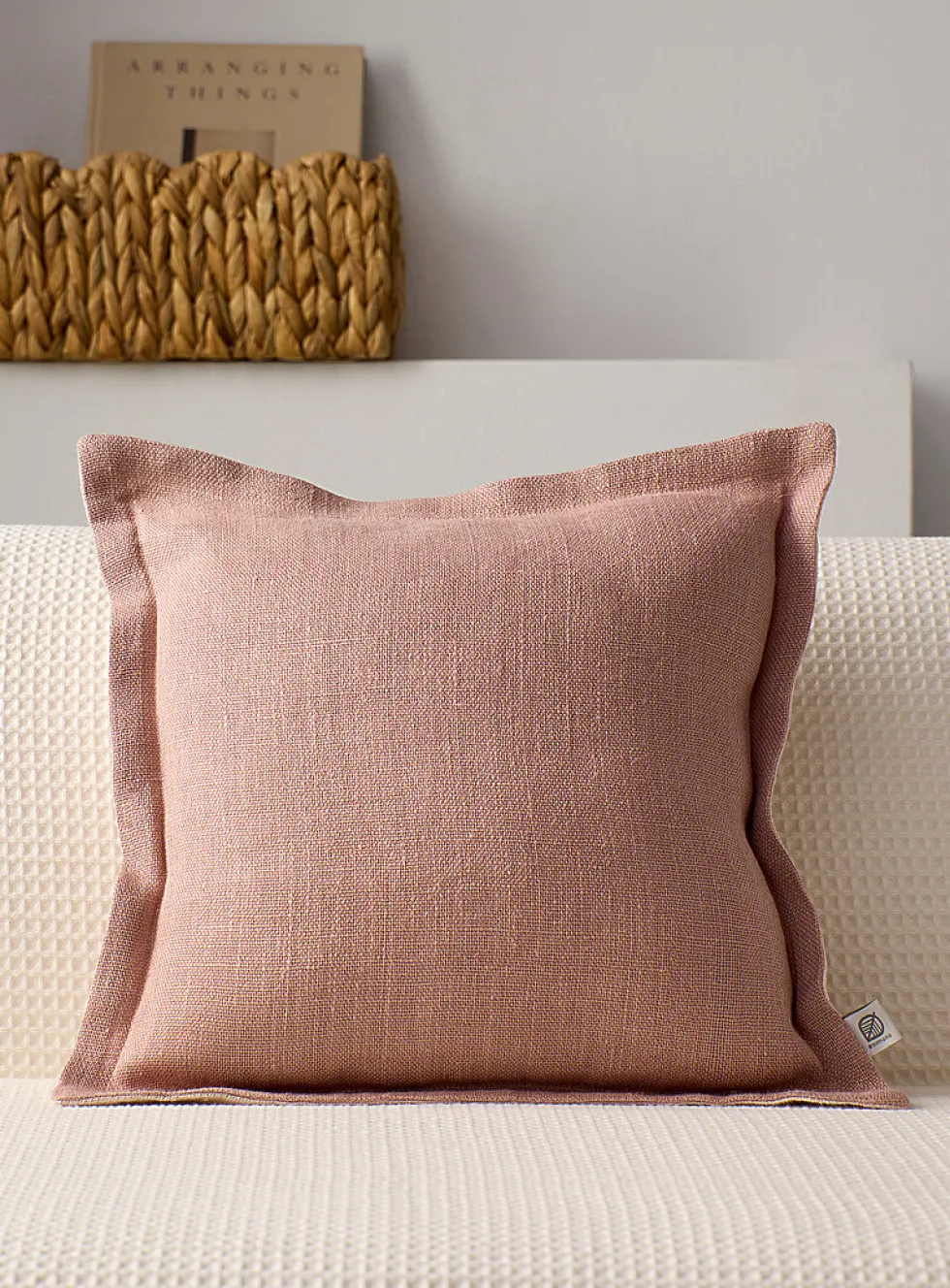 Pure linen ruffled removable-cover cushion