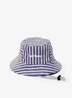 Pure linen striped bucket hat