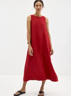 Pure linen trapeze maxi dress