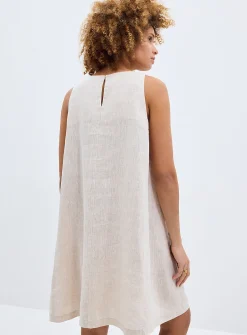 Pure linen trapeze minidress