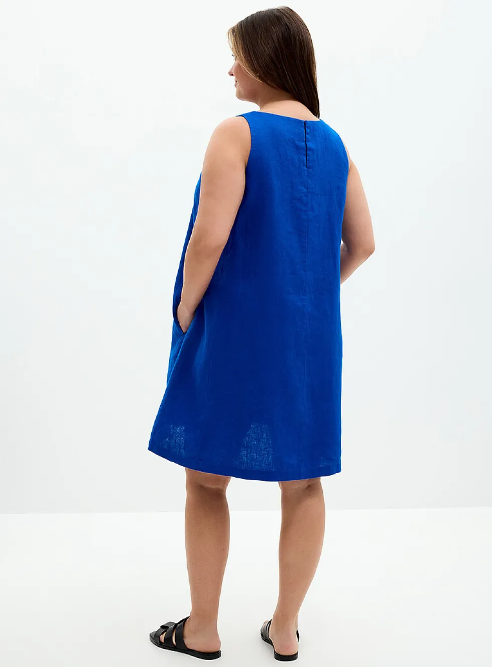 Pure linen trapeze minidress