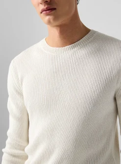 Pure silk rib-knit sweater