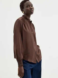 Pure silk ruffled blouse