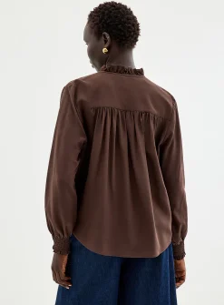 Pure silk ruffled blouse