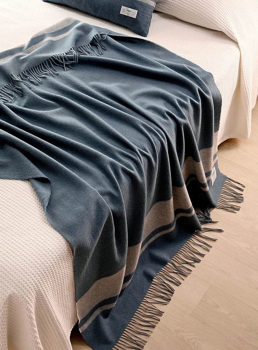 Pure wool striped throw