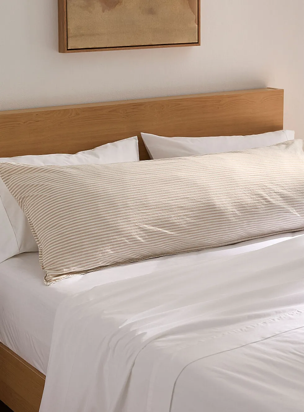 Pyjama-stripe pure organic cotton body pillow sham