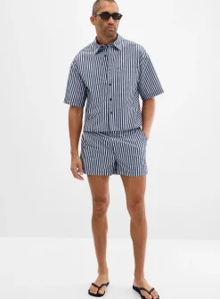 Pyjama-striped poplin short