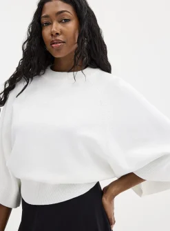 Raglan bell sleeves boxy-fit sweater