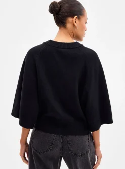 Raglan bell sleeves boxy-fit sweater