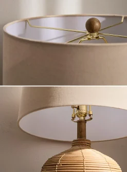 Rattan base table lamp