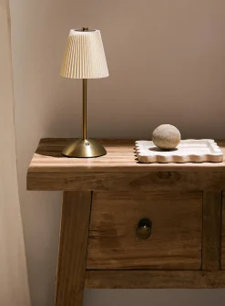Rechargeable touch lamp with pleated shade