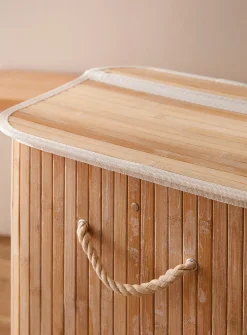 Rectangular bamboo laundry basket