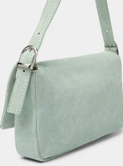 Rectangular suede baguette bag