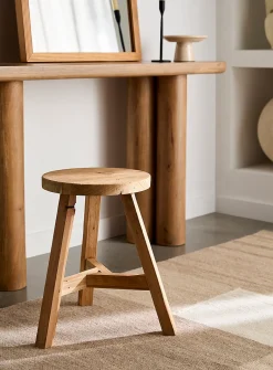 Recycled teak vintage round stool