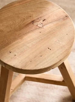 Recycled teak vintage round stool