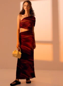 Red waves maxi dress