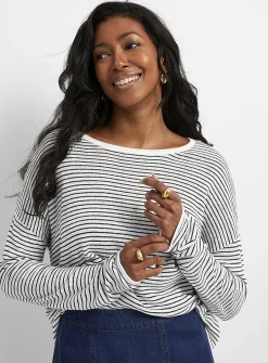 Reprocessed linen striped sweater