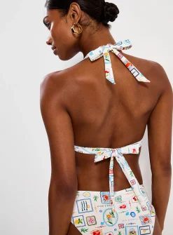 Resin ring halter triangle bra