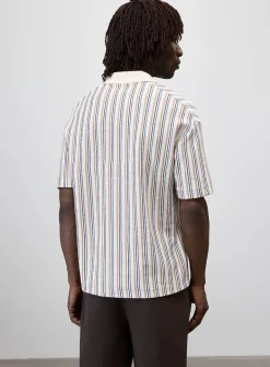 Retro stripe Johnny-collar polo