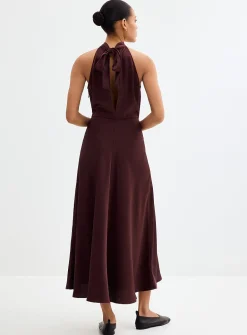 Rheo hammered satin halter dress