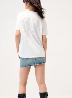 Rhinestone wings loose T-shirt