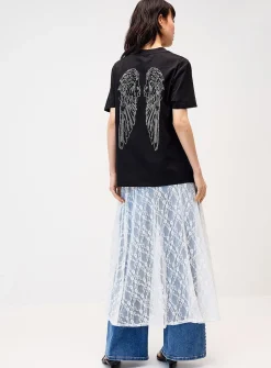 Rhinestone wings loose T-shirt