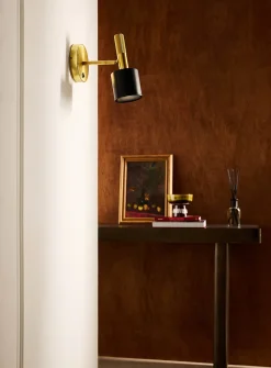 Rhoswen matte black and brass minimalist wall sconce