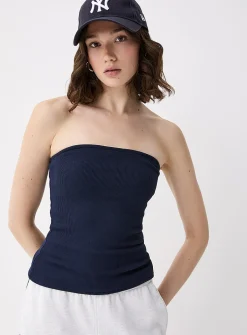 Ribbed double-layer tube top