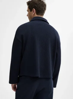 Ribbed fleece-lined cardigan