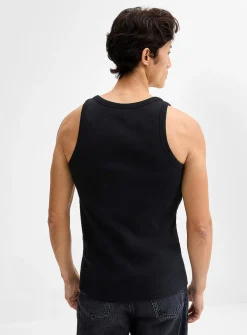 Ribbed jersey Henley tank