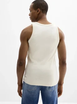 Ribbed jersey Henley tank