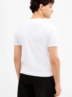 Ribbed jersey Henley T-shirt