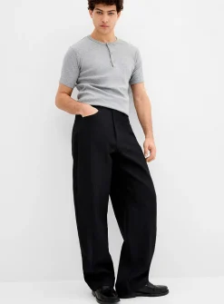 Ribbed jersey Henley T-shirt