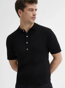 Ribbed responsible merino wool polo