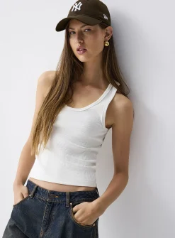 Ribbed scoop-neck cami