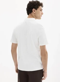 Ribbed-stripe jersey polo