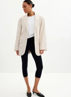 Ribbed-waist stretch capri legging