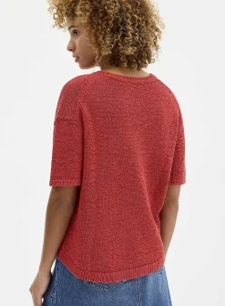 Ribbon-knit loose sweater
