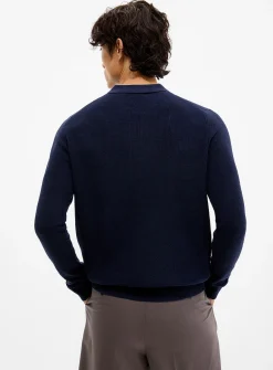 Rib-knit Johnny-collar sweater