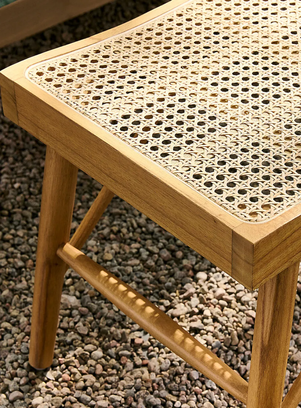 Riopel Mindi wood and rattan bench