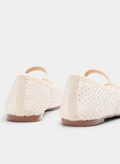 Roamm mesh and crystals Mary Jane ballet flats