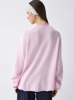 Rolled hem bouclé knit sweater