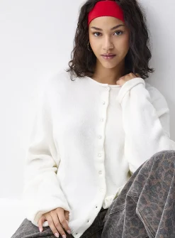 Roll-edge cardigan